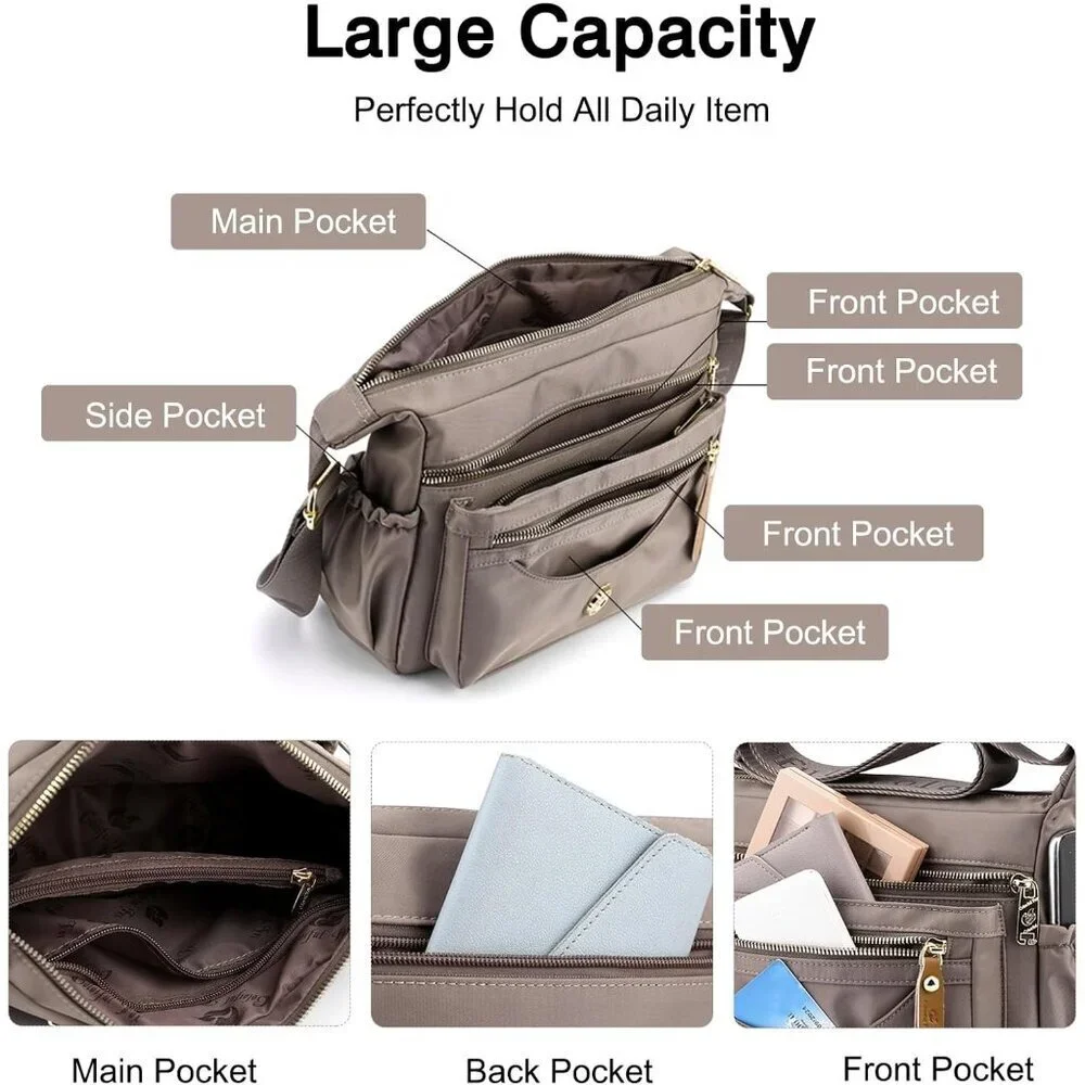 Women Crossbody Bag Light Nylon Small Shoulder Purse Travel Shopping